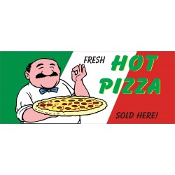 Fresh Hot Pizza 2.5' x 6' Vinyl Business Banner