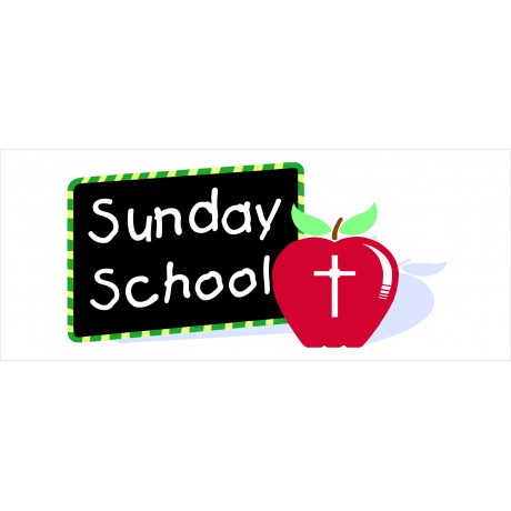Sunday School Apple 2.5' x 6' Vinyl Church Banner