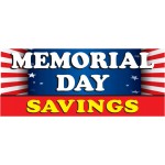 Memorial Day Savings Flag 2.5' x 6' Vinyl Business Banner