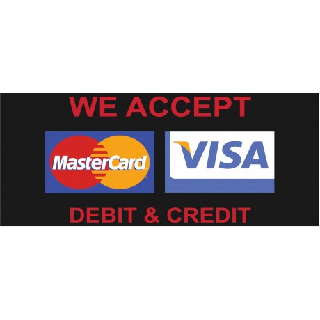 Visa Mastercard Black 2.5' x 6' Vinyl Business Banner