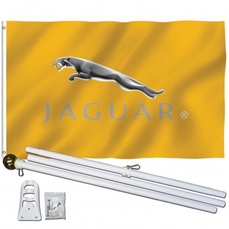 Jaguar Gold 3' x 5' Polyester Flag, Pole and Mount