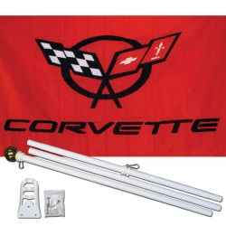 Corvette Red 3' x 5' Polyester Flag, Pole and Mount