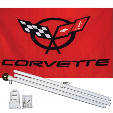 Corvette Red 3' x 5' Polyester Flag, Pole and Mount