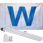 Wrigley Field Light Blue W 3' x 5' Polyester Flag, Pole and Mount