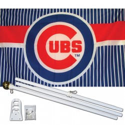 Chicago Cubs 3' x 5' Polyester Flag, Pole and Mount
