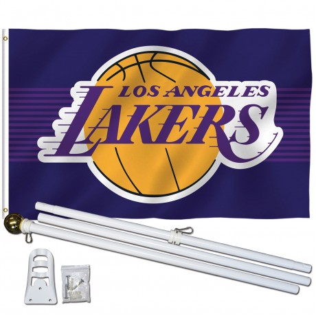 Los Angeles Lakers 3' x 5' Polyester Flag, Pole and Mount