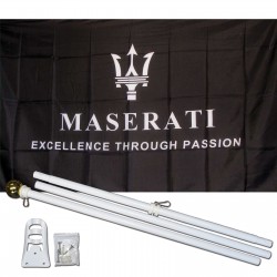 Maserati Black 3' x 5' Polyester Flag, Pole and Mount