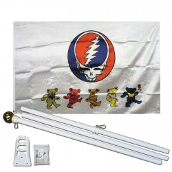 Grateful Dead Dancing Bears 3' x 5' Polyester Flag, Pole and Mount