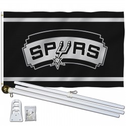 San Antonio Spurs 3' x 5' Polyester Flag, Pole and Mount