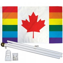 Canada Pride Rainbow 3' x 5' Polyester Flag, Pole and Mount