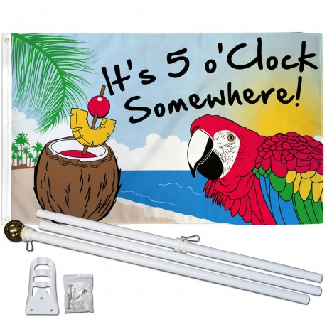 It's 5 O'clock Somewhere 3' x 5' Polyester Flag, Pole and Mount