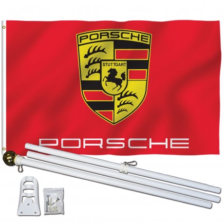 Porsche Red 3' x 5' Polyester Flag, Pole and Mount