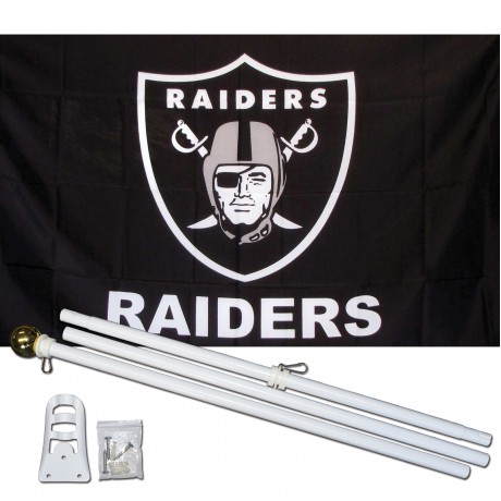 Oakland Raiders 3' x 5' Polyester Flag, Pole and Mount