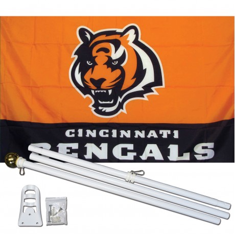 Cincinnati Bengals 3' x 5' Polyester Flag, Pole and Mount