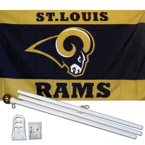 St. Louis Rams 3&#39; x 5&#39; Polyester Flag, Pole and Mount