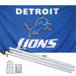 Detroit Lions 3' x 5' Polyester Flag, Pole and Mount