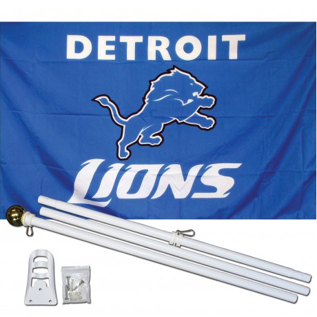 Detroit Lions 3' x 5' Polyester Flag, Pole and Mount