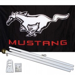 Ford Mustang Black 3' x 5' Polyester Flag, Pole and Mount