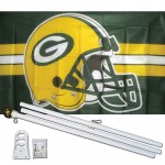 Green Bay Packers Helmet 3' x 5' Polyester Flag, Pole and Mount