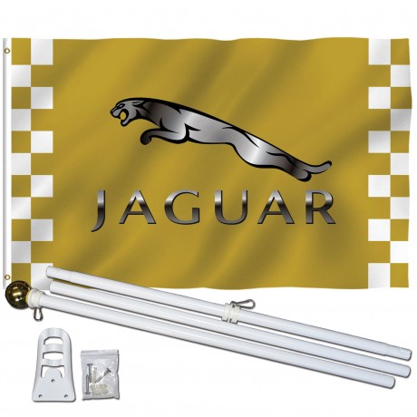 Jaguar Gold Checkered 3' x 5' Polyester Flag, Pole and Mount