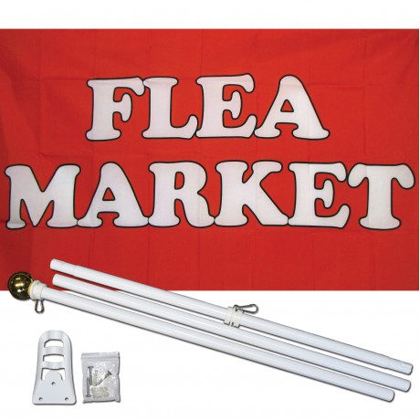 Flea Market Red 3' x 5' Polyester Flag, Pole and Mount