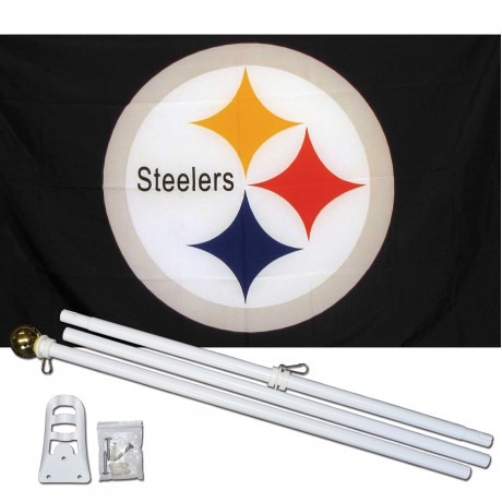 Pittsburgh Steelers Logo 3' x 5' Polyester Flag, Pole and Mount