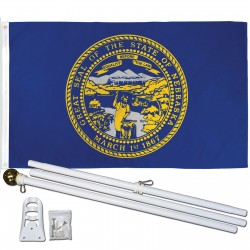 Nebraska State 2' x 3' Polyester Flag, Pole and Mount