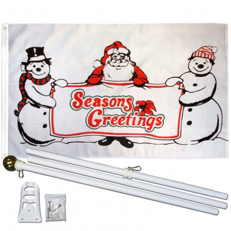Seasons Greetings 3' x 5' Polyester Flag, Pole and Mount