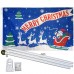Merry Christmas Blue 3' x 5' Polyester Flag, Pole and Mount