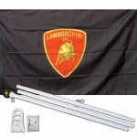 Lamborghini Red Shield 3' x 5' Polyester Flag, Pole and Mount