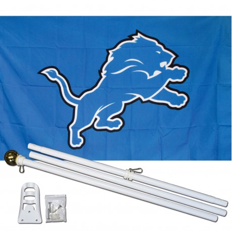 Detroit Lions Mascot 3' x 5' Polyester Flag, Pole and Mount