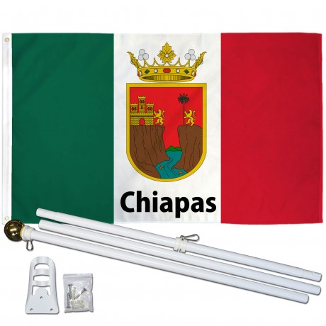 Chiapas Mexico State 3' x 5' Polyester Flag, Pole and Mount