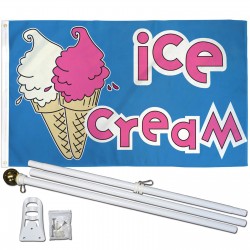 Ice Cream 3' x 5' Polyester Flag, Pole and Mount
