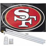 San Francisco 49ers Black 3' x 5' Polyester Flag, Pole and Mount