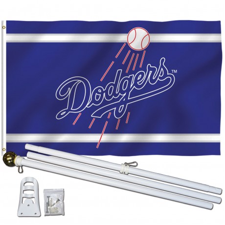 Los Angeles Dodgers 3' x 5' Polyester Flag, Pole and Mount