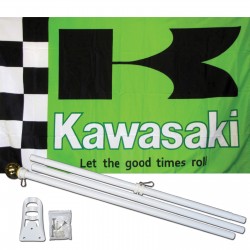 Kawasaki Green 3' x 5' Polyester Flag, Pole and Mount