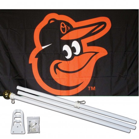 Baltimore Orioles 3' x 5' Polyester Flag, Pole and Mount