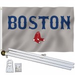 Boston Red Sox Gray 3' x 5' Polyester Flag, Pole and Mount