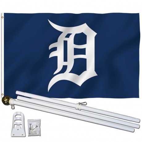 Detroit Tigers 3' x 5' Polyester Flag, Pole and Mount
