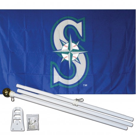Seattle Mariners 3' x 5' Polyester Flag, Pole and Mount