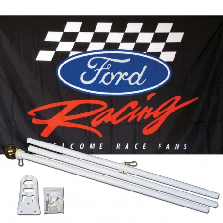 Ford Racing 3' x 5' Polyester Flag, Pole and Mount