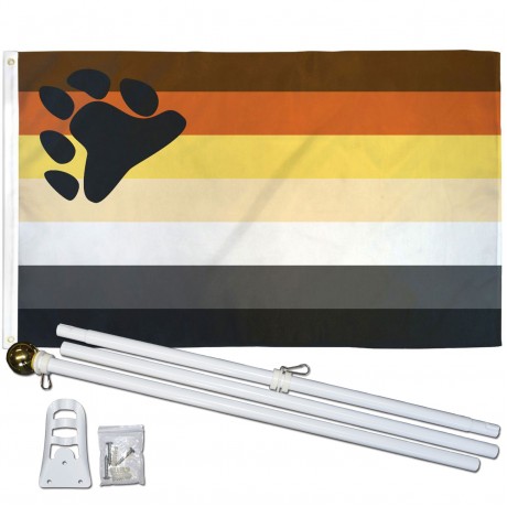 Rainbow Male Bear Pride 3' x 5' Polyester Flag, Pole and Mount
