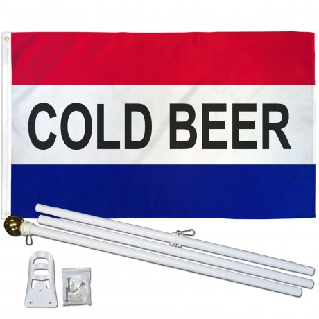 Cold Beer 3' x 5' Polyester Flag, Pole and Mount
