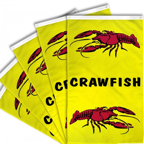 Crawfish Vertical Flag 3x5 Polyester Seafood Red Yellow