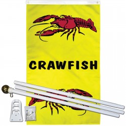 Crawfish Vertical 3' x 5' Polyester Flag, Pole and Mount