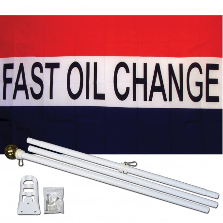 Fast Oil Change Patriotic 3' x 5' Polyester Flag, Pole And Mount