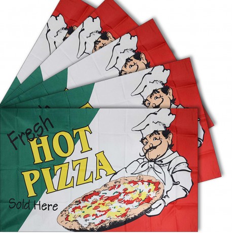 Fresh Hot Pizza 3' x 5' Polyester Flag - 5 Pack