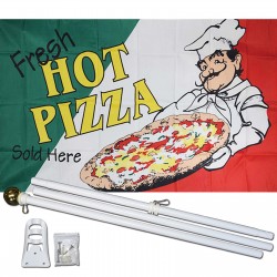 Fresh Hot Pizza 3' x 5' Polyester Flag, Pole and Mount