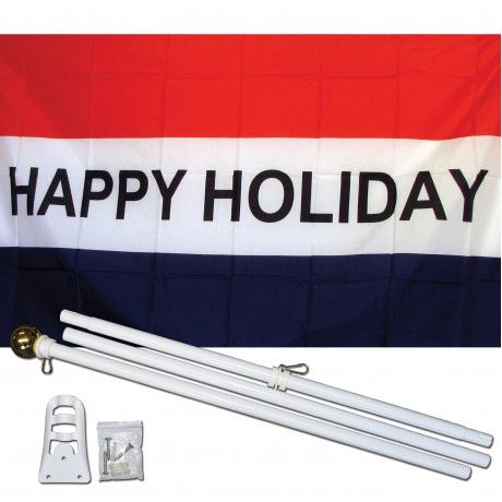 Happy Holiday 3' x 5' Polyester Flag, Pole and Mount