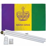 Mardi Gras Historical 3' x 5' Polyester Flag, Pole and Mount
